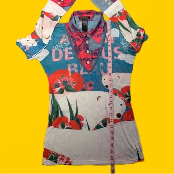 🟠 Custo Barcelona 🟠 unique button-down faux sweater top - Picture 7 of 7